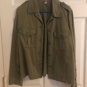 Old Navy womens utility jacket Sz L. Bottom front and button sleeves. EUC